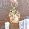 Leuke acryl drijfzand sleutelhanger met glitters, schattige tekenfilm dier tas hanger gift. - Individuele Verpakking / Glimmende vossenkop - Oranje