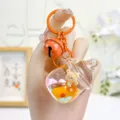 Schattige beren babyfles sleutelhanger met olie en glitter, vloeibare tassenhangers. - Drijfzand beer babyfles - Oranje