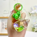 Green liquid floating bear baby bottle keychain cute cartoon bag charm car pendant - Quicksand Bear Baby Bottle - Green