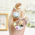 Cute oil-filled bear baby bottle keychain cartoon bag pendant car key ring accessory. - Quicksand Bear Baby Bottle - White