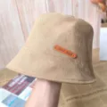 Chapeau bob kaki pour femme, chapeau de soleil en coton casual avec étiquette cuir, tendance. - Kaki