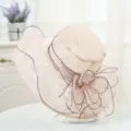 Women Pink Organza Sun Hat Summer Beach Wide Brim Floral Mesh Sunhat Elegant Headwear - One Size / Light Pink