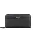 Monedero largo negro para hombre de gran capacidad bolso de mano de negocios con cremallera. - Negro