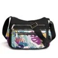 Borsa a tracolla in nylon con zip multiple per donna borsa casual elegante e moderna - Foresta pluviale colorata