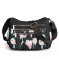 Borsa a tracolla in nylon con cerniere multistrato e stampa floreale per variante donna. - Giglio