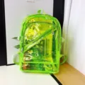 Summer waterproof transparent PVC backpack jelly bag for students large capacity neon green bag - Fluorescent Green