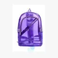 Transparent purple PVC backpack for students, waterproof jelly school bag with large capacity. - Purple