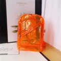 Transparent PVC waterproof backpack orange jelly school bag casual daypack for students - Orange