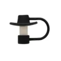 Silicone cowboy hat straw cover for 10mm tumbler straws, black and white dust proof plug. - 10mm / Black