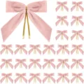 Pink velvet bow Christmas tree hanging decoration gift box wedding party ornament item - 2.5cm/9x9cm / Pink