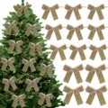 Champagne velvet Christmas bows, soft flocking tree hanging decorations for holiday party gifts. - 2.5cm/8.5x8.5cm / Light Coffee
