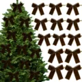 Velvet Christmas tree bows brown decorative bows for gift boxes wedding party hanging ornaments - 2.5cm/8.5x8.5cm / Black Coffee