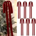 Red velvet Christmas tree bow ribbon hanging decorations for holiday party gift wrapping. - 2.5cm/40x60cm / Burgundy
