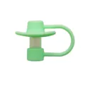 Silicone straw cover 10mm cute hat dust plug for tumbler cups, reusable food grade topper. - 10mm / Light Green
