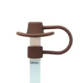 Brown silicone cowboy hat straw cover for 10mm tumbler straws dust plug accessory. - 10mm / Brown