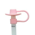 Pink silicone cowboy hat straw cover for 10mm tumbler straws, cute dust plug! - 10mm / Pink