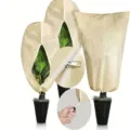 Plant frost protection cover beige nonwoven winter tree frost bag with zipper and drawstring - 80cm*100cm Zipper and Drawstring with Lock / Off White