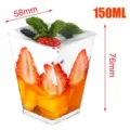 gobelets a dessert jetables en plastique de 150ml tasses mousse carrees pour fete - 25 exemplaires de chaque : tasses et cuillères - sac à bulles