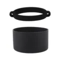 Black silicone water cup accessory set, including cup boot and lanyard ring for tumbler portability. - Cup Ring + Cup Sleeve / Black