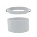 Grey silicone water bottle boot and strap ring set, durable protective sleeve for cups. - Cup Ring + Cup Sleeve / Gray