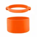 Orange silicone water bottle boot and strap set, anti-slip portable handle for tumbler cup. - Cup Ring + Cup Sleeve / Orange
