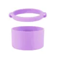 Purple silicone water bottle boot and strap ring set for portable tumbler accessories. - Cup Ring + Cup Sleeve / Purple