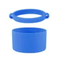 Silicone water bottle boot and strap set, blue protective sleeve for tumbler cup handle. - Cup Ring + Cup Sleeve / Dark Blue