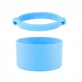Light blue silicone water bottle boot and strap ring set, flexible portable cup handle accessory. - Cup Ring + Cup Sleeve / Sky Blue