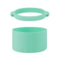 Mint green silicone water bottle boot and strap ring set for reusable cup accessories. - Cup Ring + Cup Sleeve / Mint Green