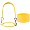 Silicone Water Bottle Handle and Boot Set Portable Elastic Cup Strap with Metal Ring - Lanyard + Cup Ring + Cup Sleeve / Yellow