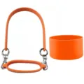 Silicone water bottle handle strap and protective boot set for tumbler cup portable carrier. - Lanyard + Cup Ring + Cup Sleeve / Orange