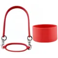 Red silicone water bottle handle strap and protective sleeve set for cups and tumblers portable - Lanyard + Cup Ring + Cup Sleeve / Red