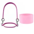Pink silicone water bottle handle strap and bottom boot sleeve set, portable cup accessory. - Lanyard + Cup Ring + Cup Sleeve / Rose Red