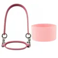 Pink silicone water bottle carrier strap with metal ring and cup bottom protective boot - Lanyard + Cup Ring + Cup Sleeve / Pink