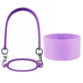 Purple silicone water bottle handle strap and protective bottom boot sleeve for cups - Lanyard + Cup Ring + Cup Sleeve / Purple