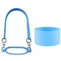 Silicone water bottle strap and protective boot set, elastic handle ring for tumbler cup. - Lanyard + Cup Ring + Cup Sleeve / Sky Blue