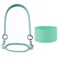 Silicone water bottle strap handle and bottom boot set portable cup carrier carry sling - Lanyard + Cup Ring + Cup Sleeve / Mint Green