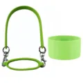 Silicone water bottle handle strap and protective cup sleeve set in bright green color. - Lanyard + Cup Ring + Cup Sleeve / Grass Green