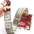 Christmas money pulling gift box set with Santa design for holiday party cash surprise supplies. - Christmas Money Pulling Box / White Khaki