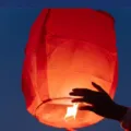 Κόκκινο ιπτάμενο φανάρι ευχών πυρίμαχο χάρτινο φανάρι για διακόσμηση γιορτής πάρτι 1τεμ - Κόκκινο