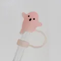 Pink cute ghost silicone straw cover dustproof cap for tumbler cups reusable straw tip. - Style A / 10mm Straw / Luminous Pink