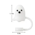 Joli couvercle de paille en silicone fantome bouchon anti-poussiere 10mm Halloween reutilisable - Fantôme blanc 2
