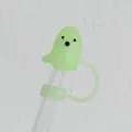 Cute ghost silicone straw cover dust cap for reusable drinking straws, light green design. - Style B / 10mm Straw / Luminous Green