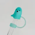 Cute ghost silicone straw cover dust cap for reusable drinking straws halloween party. - Style B / 10mm Straw / Glow Blue