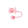 Couvercle de paille nœud rose pour pailles de 10mm bouchon anti-poussière en silicone - Rose