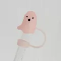 Pink Ghost Straw Cover Silicone Dust Plug for Stanley Tumbler Reusable Straw Topper - Style B / 10mm Straw / Luminous Pink