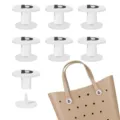 Replacement buttons for EVA beach bags, white plastic snap rivets with letter design for bags. - Set of 4 / White 28mm Silkscreen Logo