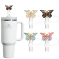 10mm silicone paglia copertura cappuccio polvere resina farfalla paglia topper riutilizzabile tazza - Confezione da 4 come mostrato