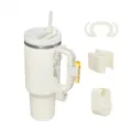 White tumbler cup with multi-functional handle accessories and straw lid set for daily use. - White