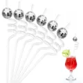 Disco ball cocktail stirrers, clear plastic curly swizzle sticks for party drinks. - 3cm Mirror Ball Spiral Straw